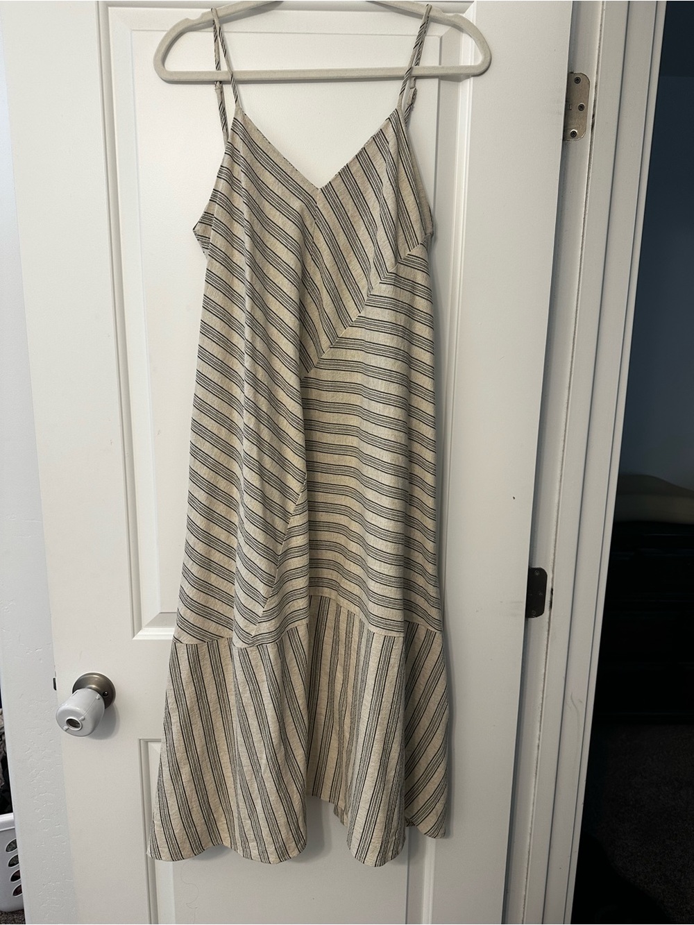 Neuflora Carmella dress - Striped Midi Slip Dress in Beige and Black NWOT